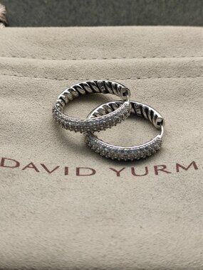 David Yurman 925 Silver Earrings with Original Pouch